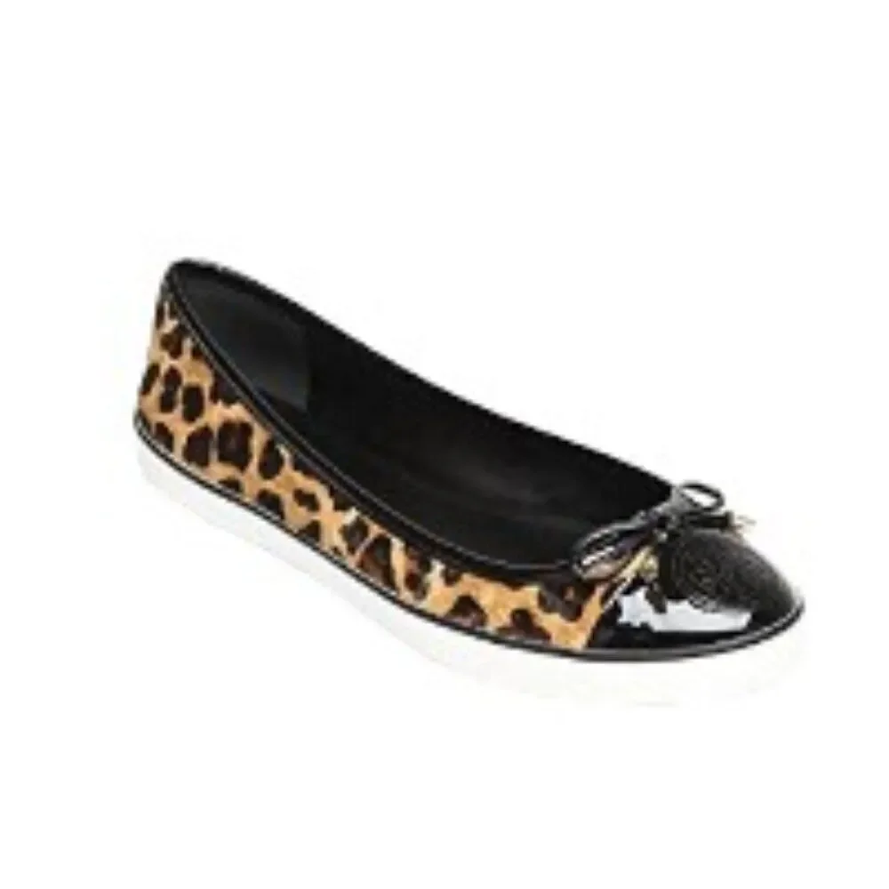 Tory Burch Skyler Calf Hair Sneaker Shoes in Ocelot Print 9.5 NWT